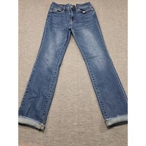 ROCKIN G Womens Jeans Size 28 Blue Medium Wash Denim Cuffed Straight Leg